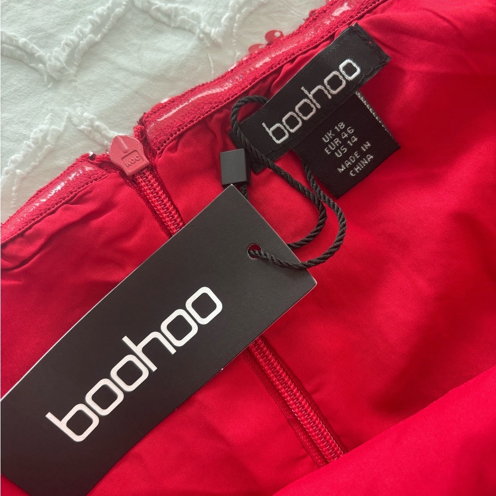 Boohoo Strapless Red Sequin Dress - Picture 5 of 8